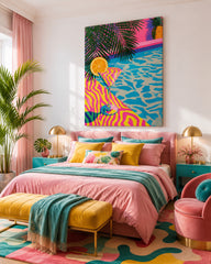 Retro Pop Art Swimming Pool Painting For Living Room And Lounge Wall Decor