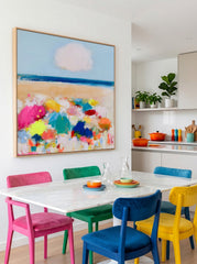 Hand-Painted Abstract Seaside Canvas With Rich Texture For Luxury Home And Office Interiors