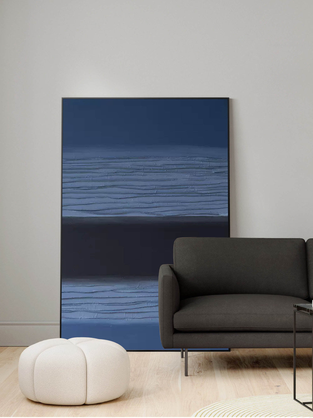 Blue And Black Large Abstract acrylic painting Texture Minimalist Oil Painting On Canvas Original Wall Art Home Decor