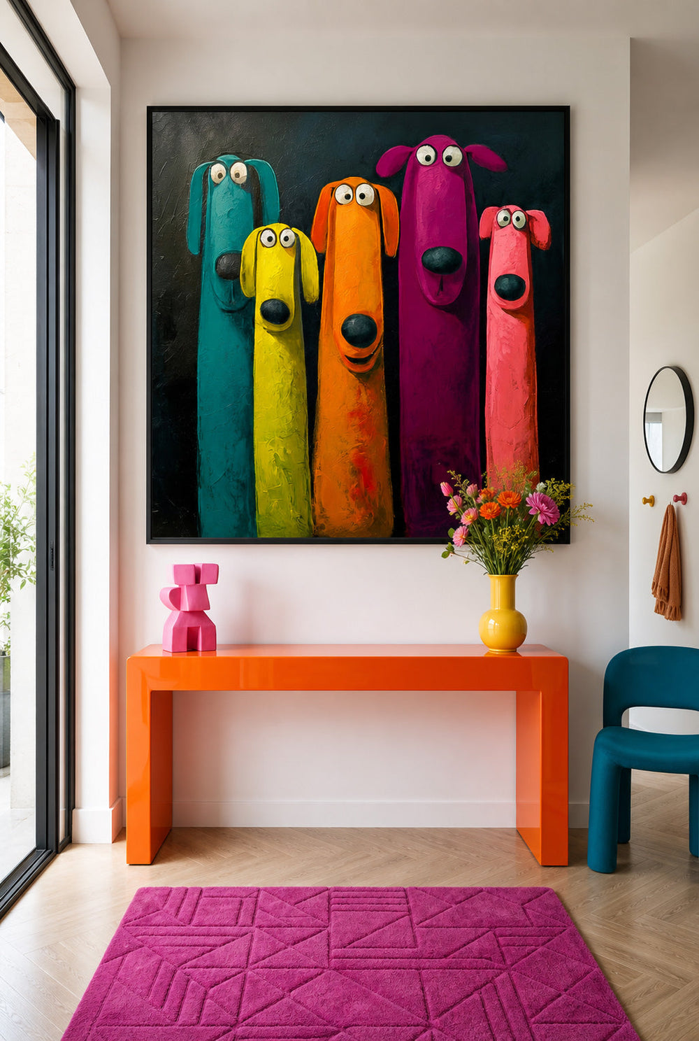 Funny Dog Art Print Bright Colors Unique Gift For Dog Lovers Home