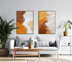 Set of 2 Large Abstract Oil Painting Modern Wall Art Original Texture Oil Painting Living Room Decor