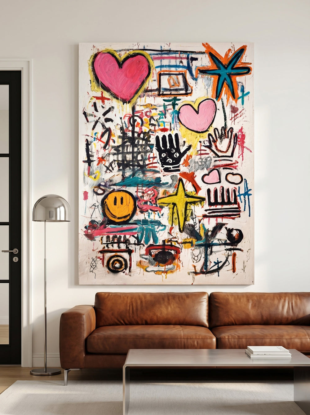 Bold Colorful Abstract Art With Expressive Graffiti Elements For Home