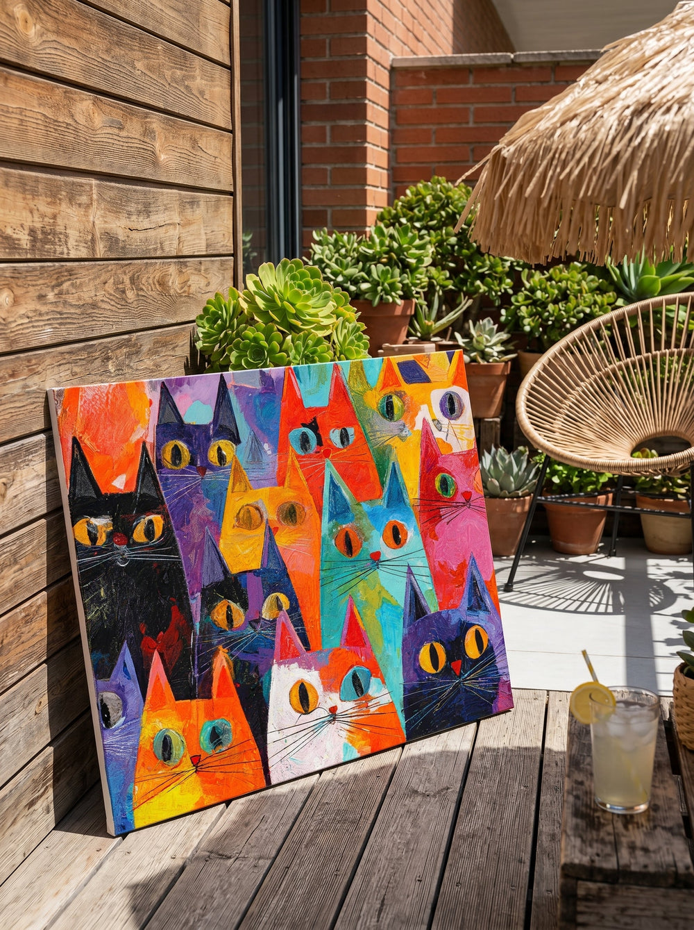 Modern Expressionist Cat Painting With Rich Texture And Bold Colors For Wall Art