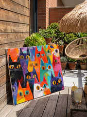 Modern Expressionist Cat Painting With Rich Texture And Bold Colors For Wall Art