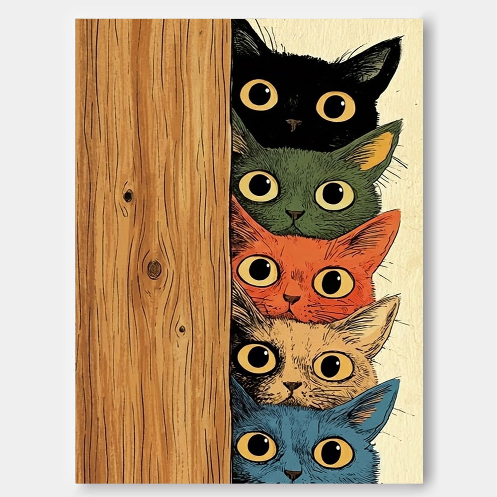Retro Style Animal Portrait Painting With Fine Linen Canvas Texture
