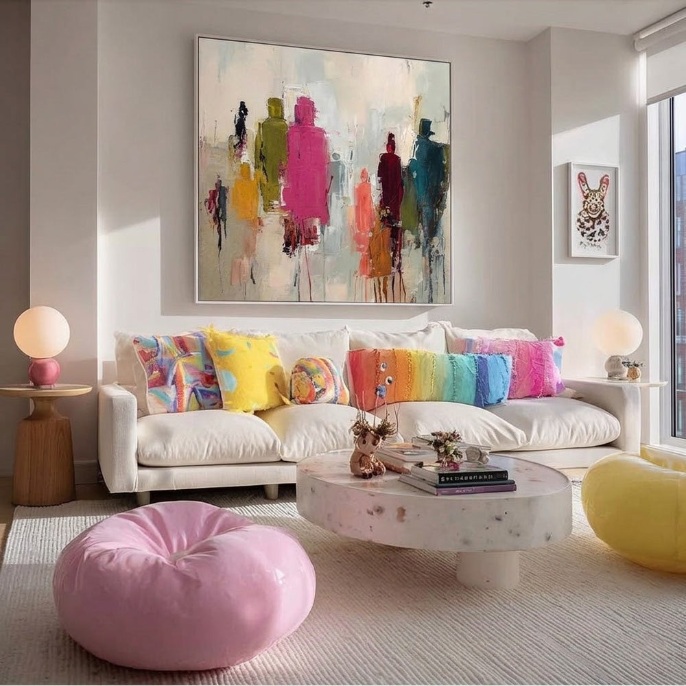 Silhouettes From Behind Art Expressive Abstract Figures With Rich Texture For Contemporary Home And Office Interior Design