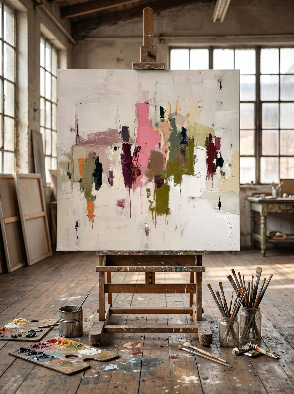 Original Oil And Acrylic Painting On Linen With Thick Impasto Effect For Unique Interior Design Statement Piece