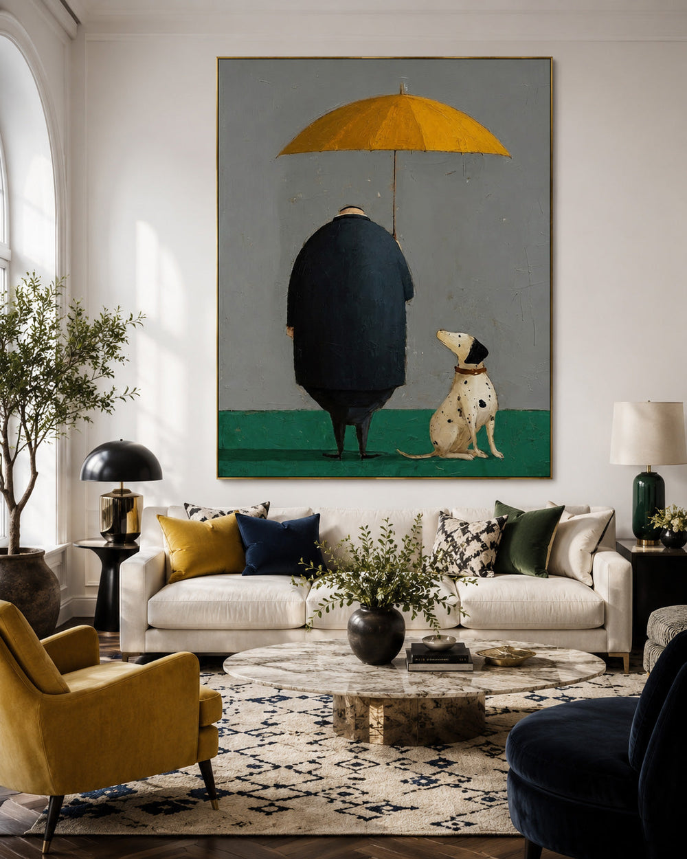 Unique Storytelling Wall Art Featuring Loyal Dog And Owner In Rain