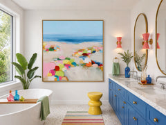 Cheerful Abstract Seascape Art Bright Colors For A Lively Home Interior
