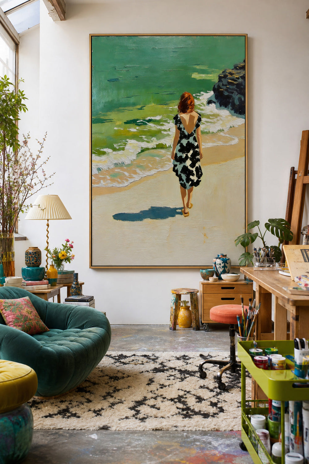 Serene Seaside Woman Art Print For Relaxing Bedroom And Lounge Spaces