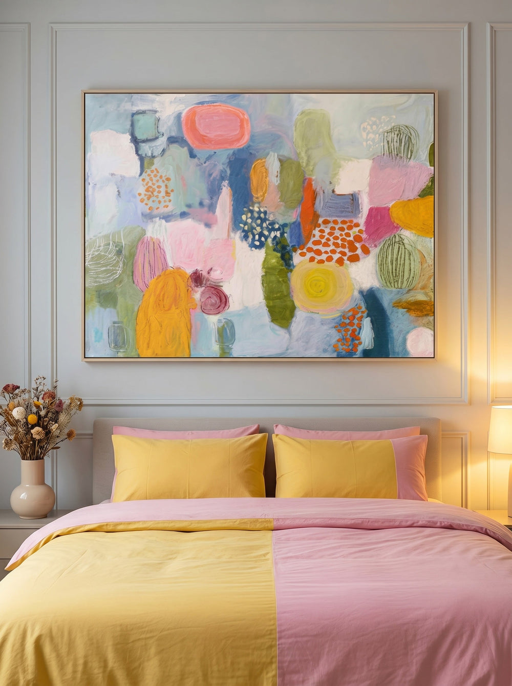Colorful Abstract Painting With Graffiti Style For Modern Living Room Decor