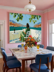 Woman Reading By Sea Original Oil Painting For Living Room Decor