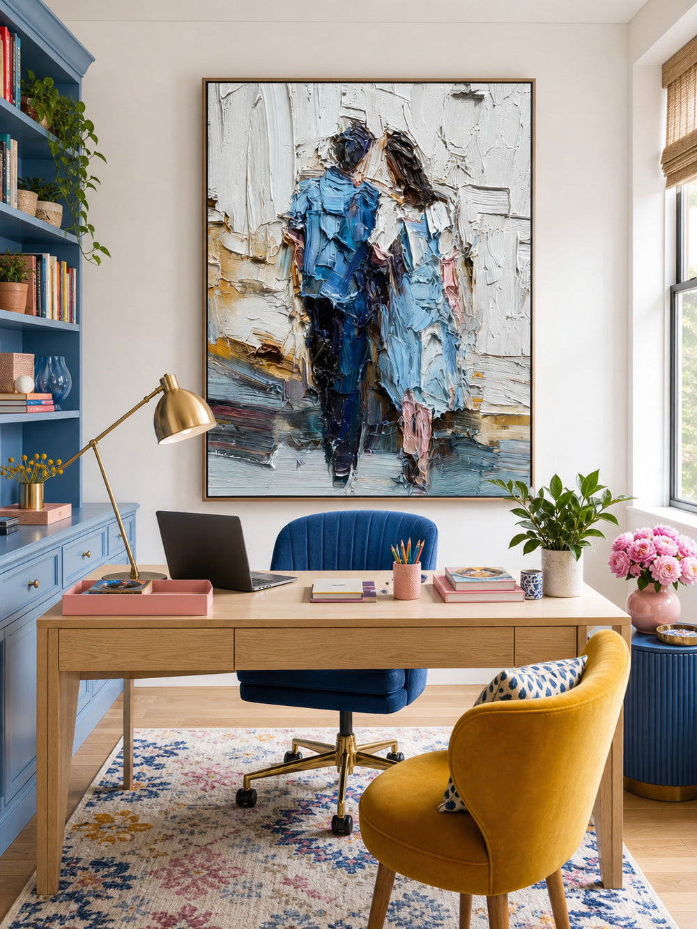 Romantic Couple Artwork Hand Painted Canvas Print Ideal Anniversary Gift For Him And Her