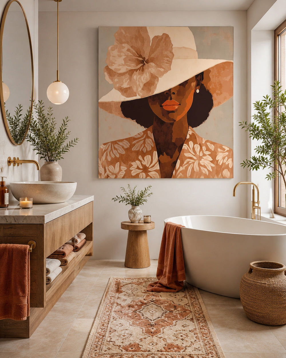 Retro Vintage Style Female Portrait Artwork With Smooth Brushwork And Subtle Texture For Wall Display