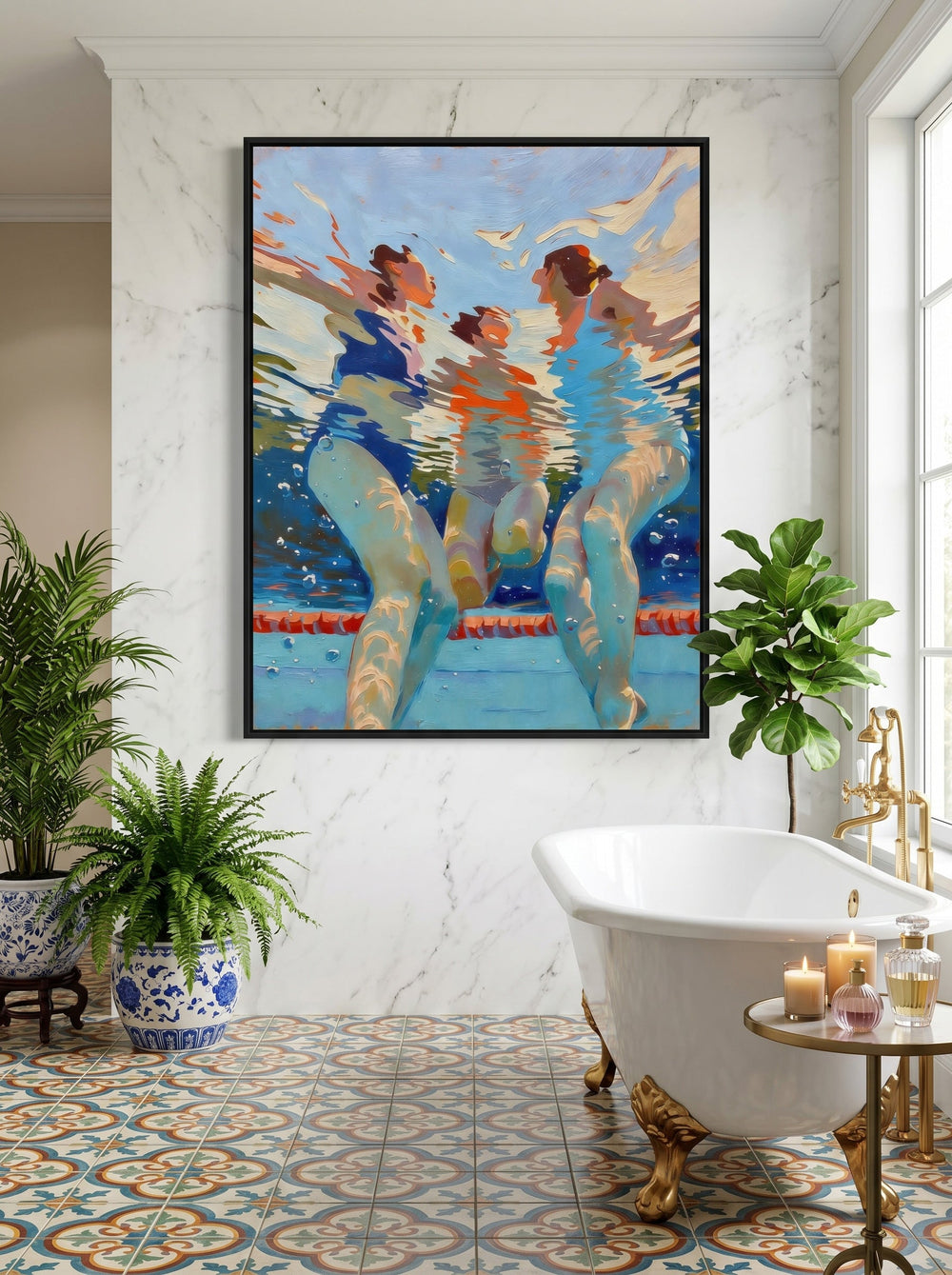 Contemporary People Themed Art Square Canvas Painting With Vibrant Colors For Home Decor