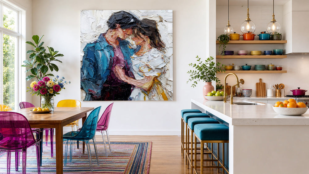Expressive Figure Painting With Thick Impasto Strokes For Modern Living Room Wall Art