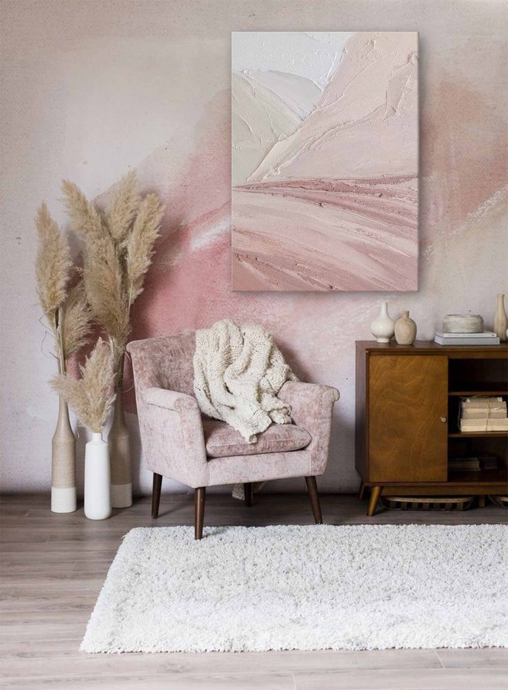 Pink Texture Abstract Art Painting Large Minimalist  Pink Wall Art 3D Texture Art Original Oil Painting