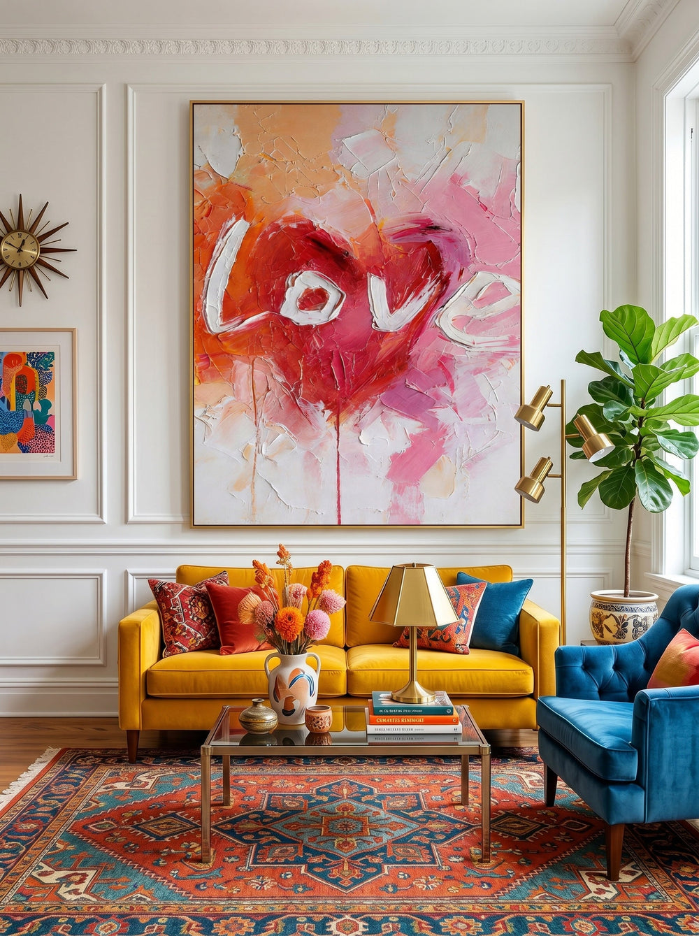 Pink And Red Abstract Love Painting With Textured Brushstrokes For Romantic Bedroom Decor