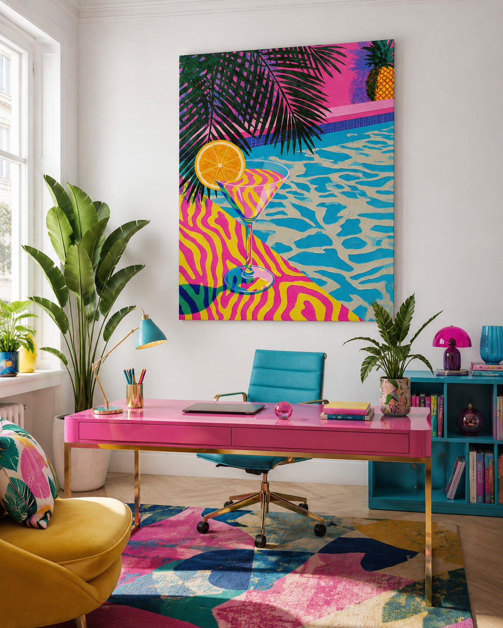 Retro Pop Art Swimming Pool Painting For Living Room And Lounge Wall Decor