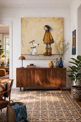 Heartwarming Animal Art Square Painting Of Dog And Owner For Living Room Decor