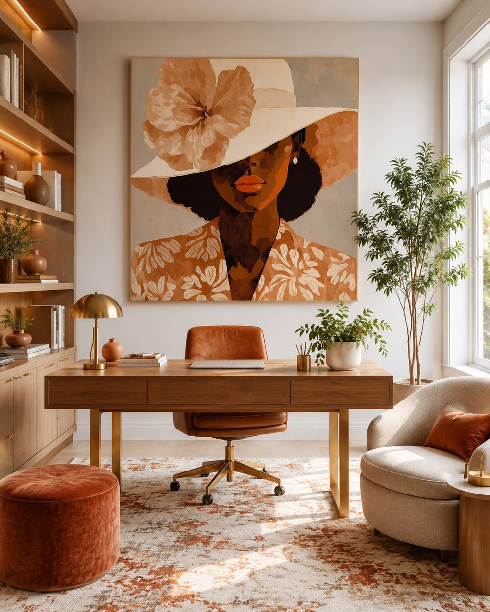 Retro Vintage Style Female Portrait Artwork With Smooth Brushwork And Subtle Texture For Wall Display