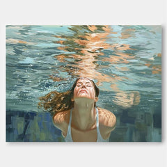 Emotional Submerged Portrait Oil Painting Unique Gift For Water Lovers