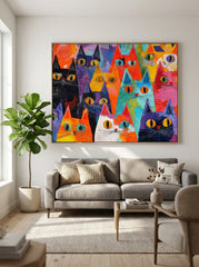 Modern Expressionist Cat Painting With Rich Texture And Bold Colors For Wall Art