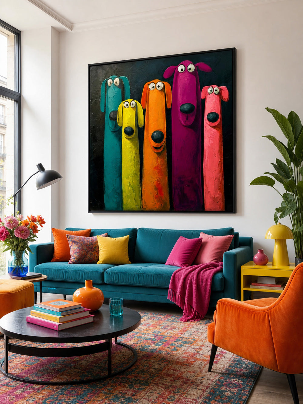 Funny Dog Art Print Bright Colors Unique Gift For Dog Lovers Home