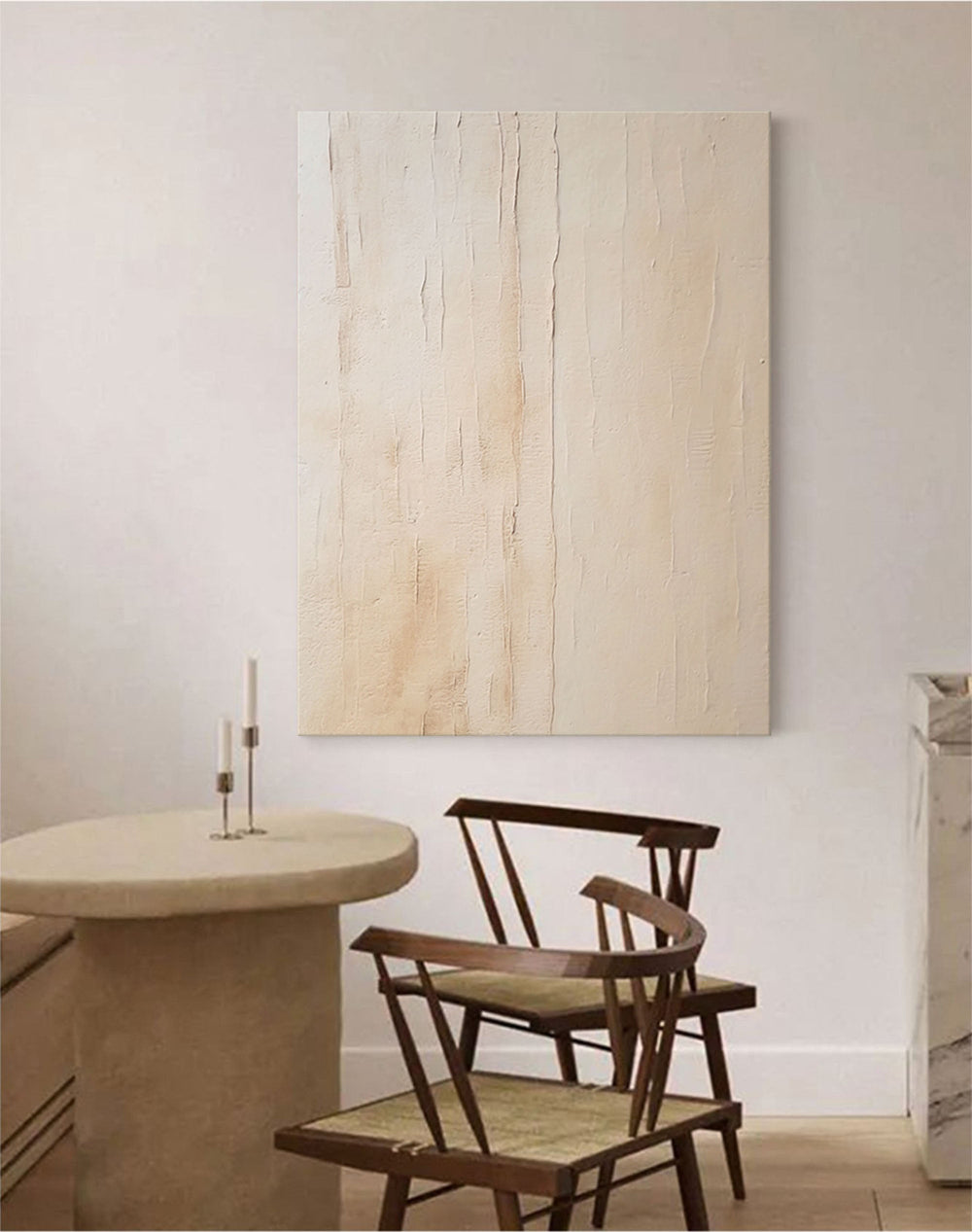 Texture Beige Minimalist Oil Painting On Canvas Large Abstract Original Vintage Wall Art Home Decor