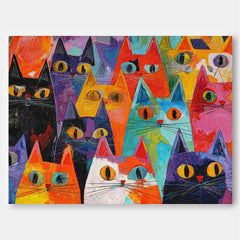 Modern Expressionist Cat Painting With Rich Texture And Bold Colors For Wall Art
