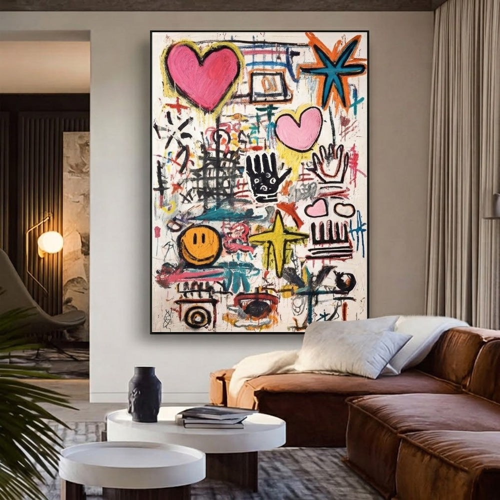 Bold Colorful Abstract Art With Expressive Graffiti Elements For Home