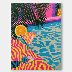 Retro Pop Art Swimming Pool Painting For Living Room And Lounge Wall Decor