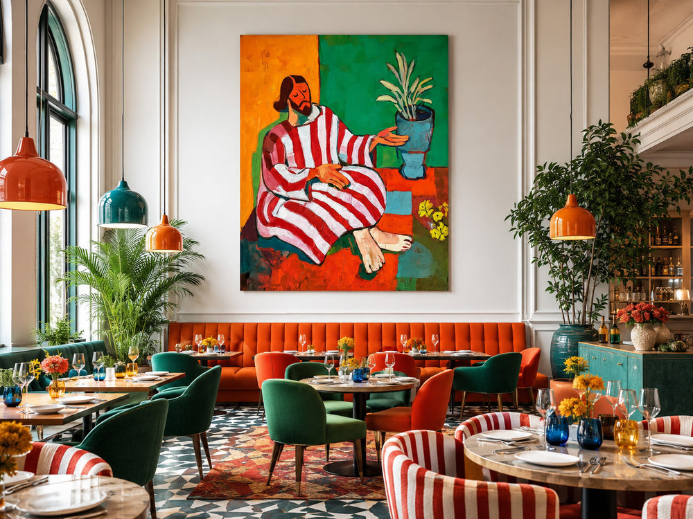 Hand Painted Expressive Figure Art With Textured Brushstrokes In Modern Abstract Style For Interior Design