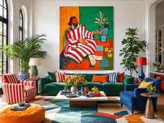 Hand Painted Expressive Figure Art With Textured Brushstrokes In Modern Abstract Style For Interior Design