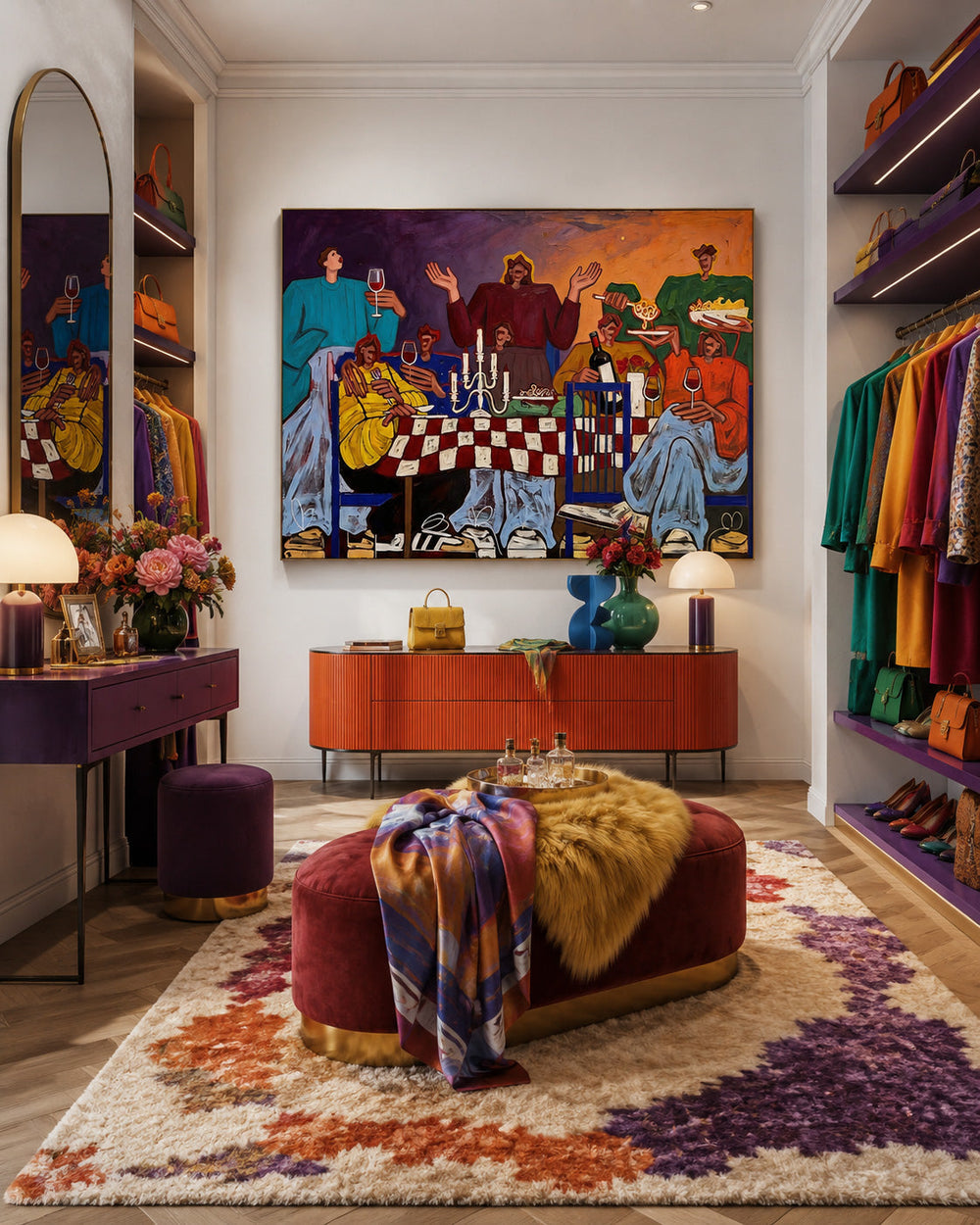 Colorful Dinner Party Art Print To Enhance Your Dining Room Atmosphere