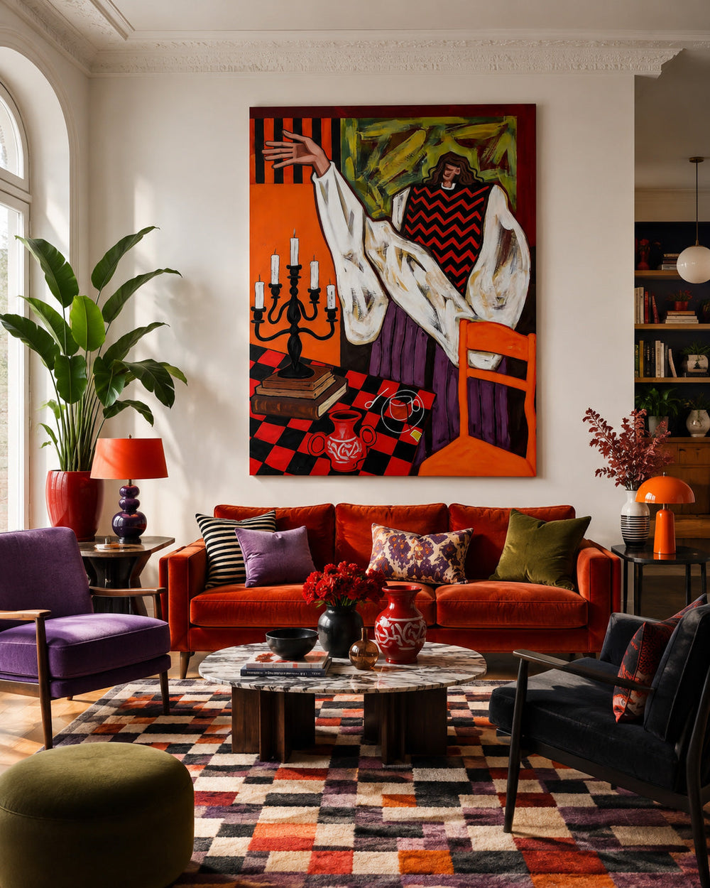 Colorful Abstract People Painting Featuring Dynamic Composition And Rich Textures
