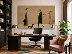 Whimsical People Art Print Textured Canvas For Entryway And Lounge Decor