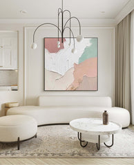 Abstract Minimalist Oil Painting on Canvas Original Modern Beige Textured Knife Acrylic Painting Large Wall Art Home Decor