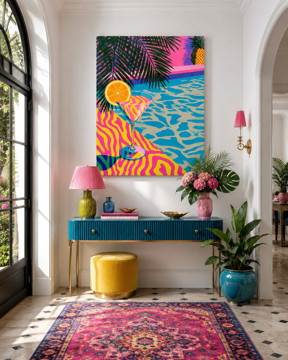 Retro Pop Art Swimming Pool Painting For Living Room And Lounge Wall Decor