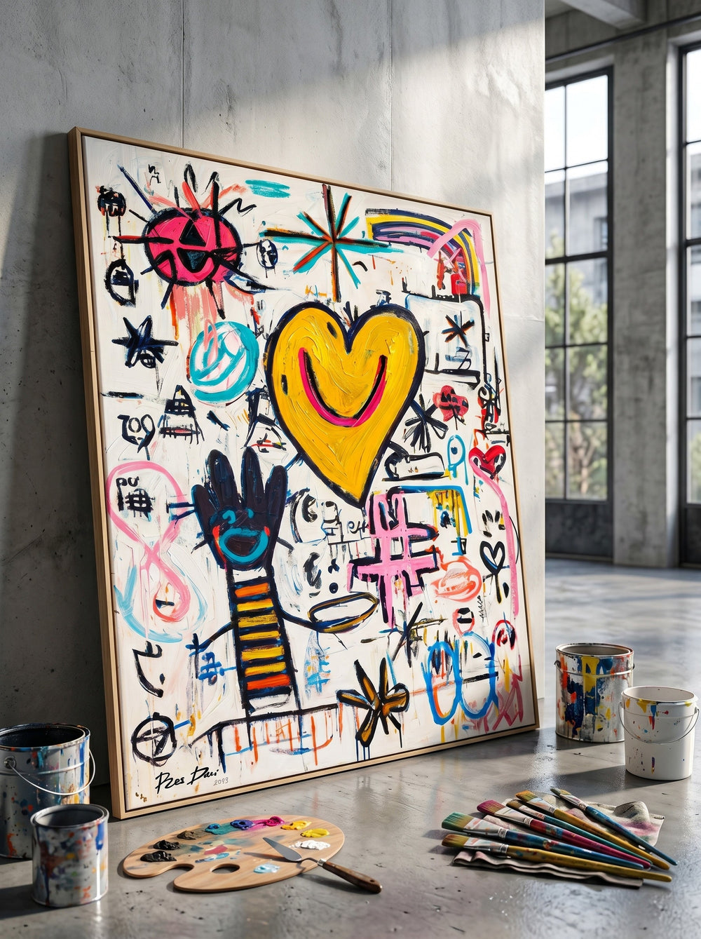 Expressive Heart Centered Abstract Art For Creative Studio And Lounge