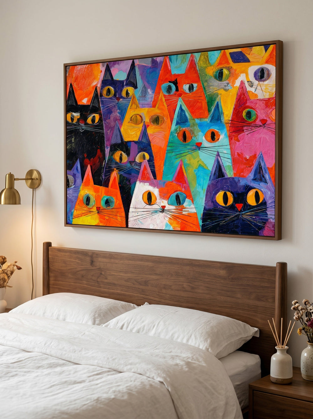 Modern Expressionist Cat Painting With Rich Texture And Bold Colors For Wall Art