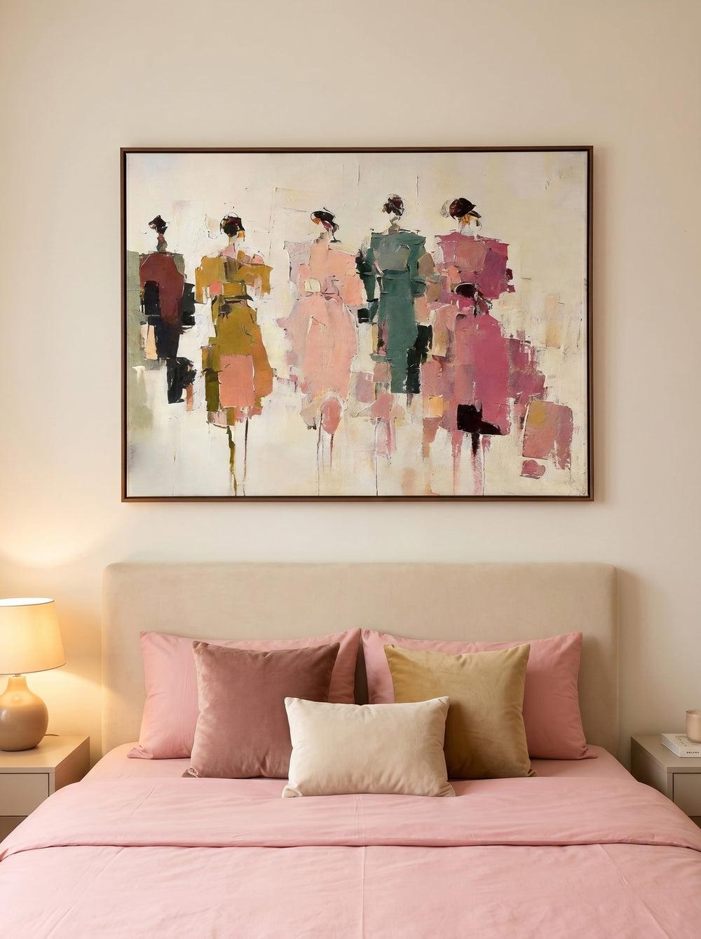 Abstract People Painting With Textured Brushwork For Modern Living Room Decor