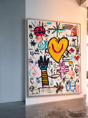 Expressive Heart Centered Abstract Art For Creative Studio And Lounge