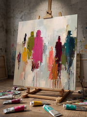 Silhouettes From Behind Art Expressive Abstract Figures With Rich Texture For Contemporary Home And Office Interior Design