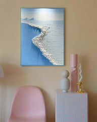 Original Sea Abstract Oil Painting Large blue Sea 3D Texture Painting Ocean Canvas Wall Art Living Room Decor