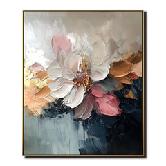 Blear Bloom – Abstract Floral Oil Painting, Textured Blooming Flower Wall Art