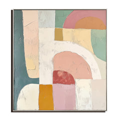 Arches of Serenity-Abstract Geometric Oil Painting, Soft Pastel Tones Textured Wall Art