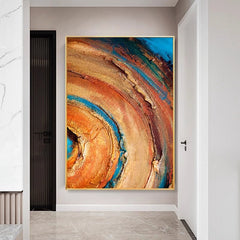Gold and Jade – Large Abstract Painting with Gold & Jade Tones for Living Rooms