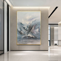 North Pole – Blue & White Abstract Oil Painting Inspired by Arctic Landscapes