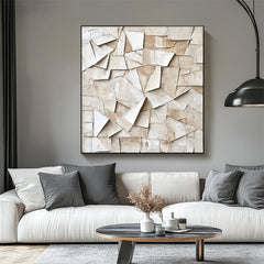 Shattered Harmony-Beige Abstract Textured Painting for Modern & Minimalist Interiors